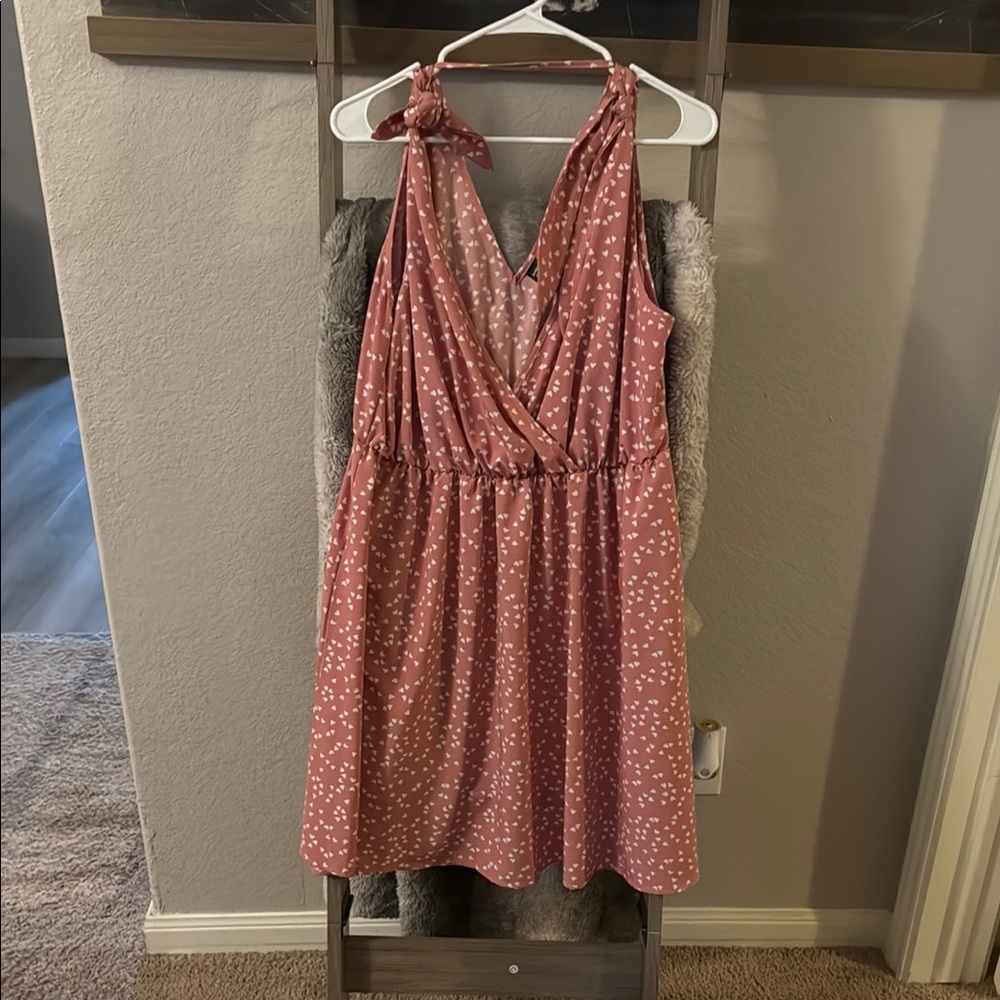 Chic Pink Heart Pattern Dress